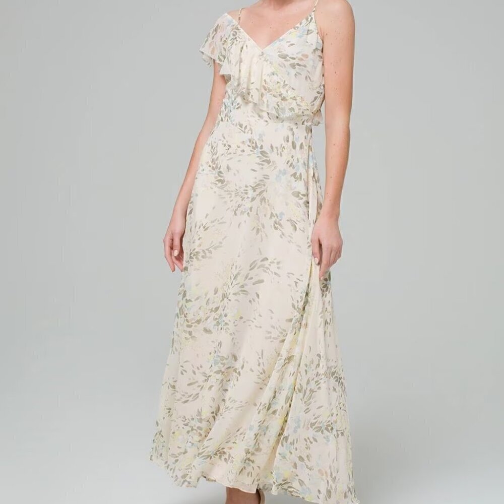 White House Black Market Floral Print Asymmetrical Ruffle Dress